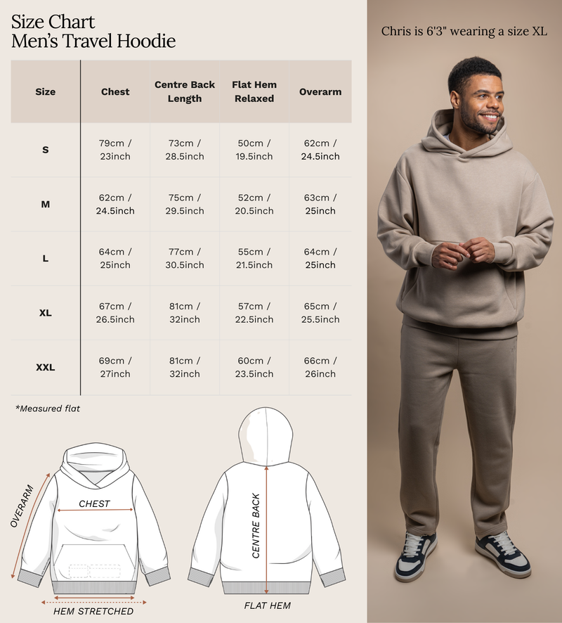 What sizes are available in the men's hoodie?